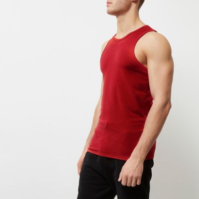 Red muscle fit vest